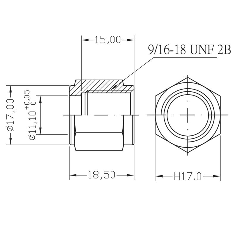 Presskoppling hona 9/16-18 45grader conc