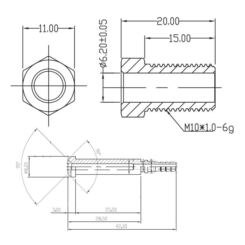 Bremsebeslag han M10x1 (drejelig)
