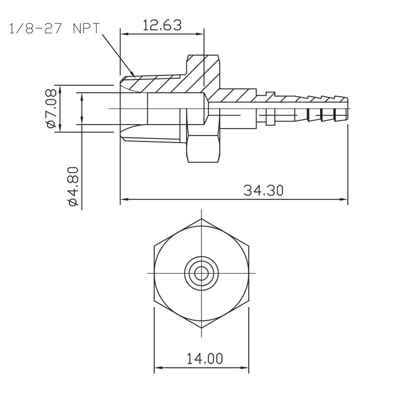 Bremsebeslag han 1/8 NPT (ingen drejelig)