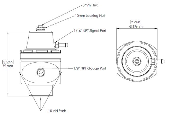 Turbosmart brændstoftrykregulator AN10 lavtryk (karburator)