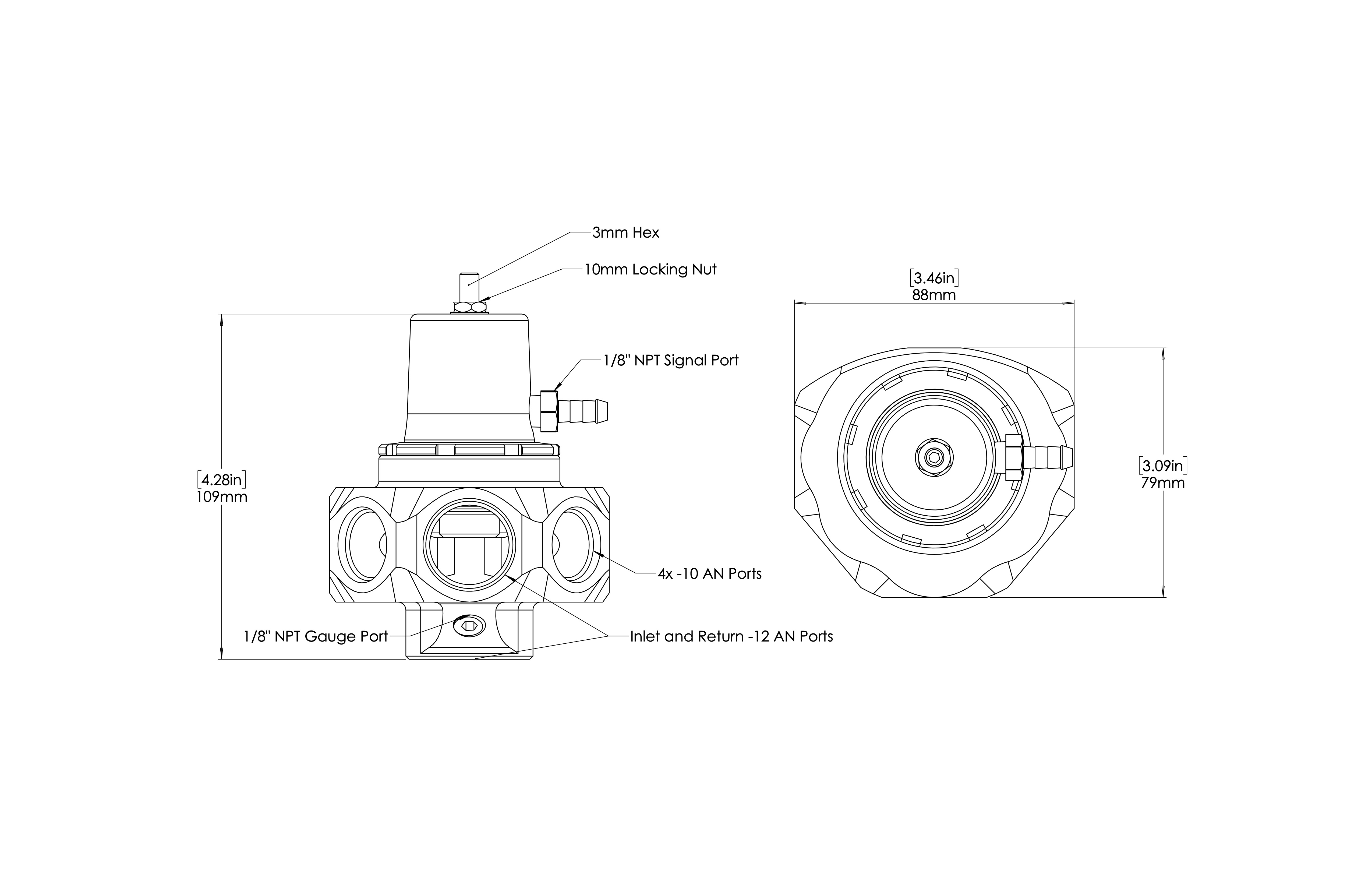 Turbosmart Brændstoftryksregulator AN12/AN10 Pro Sort