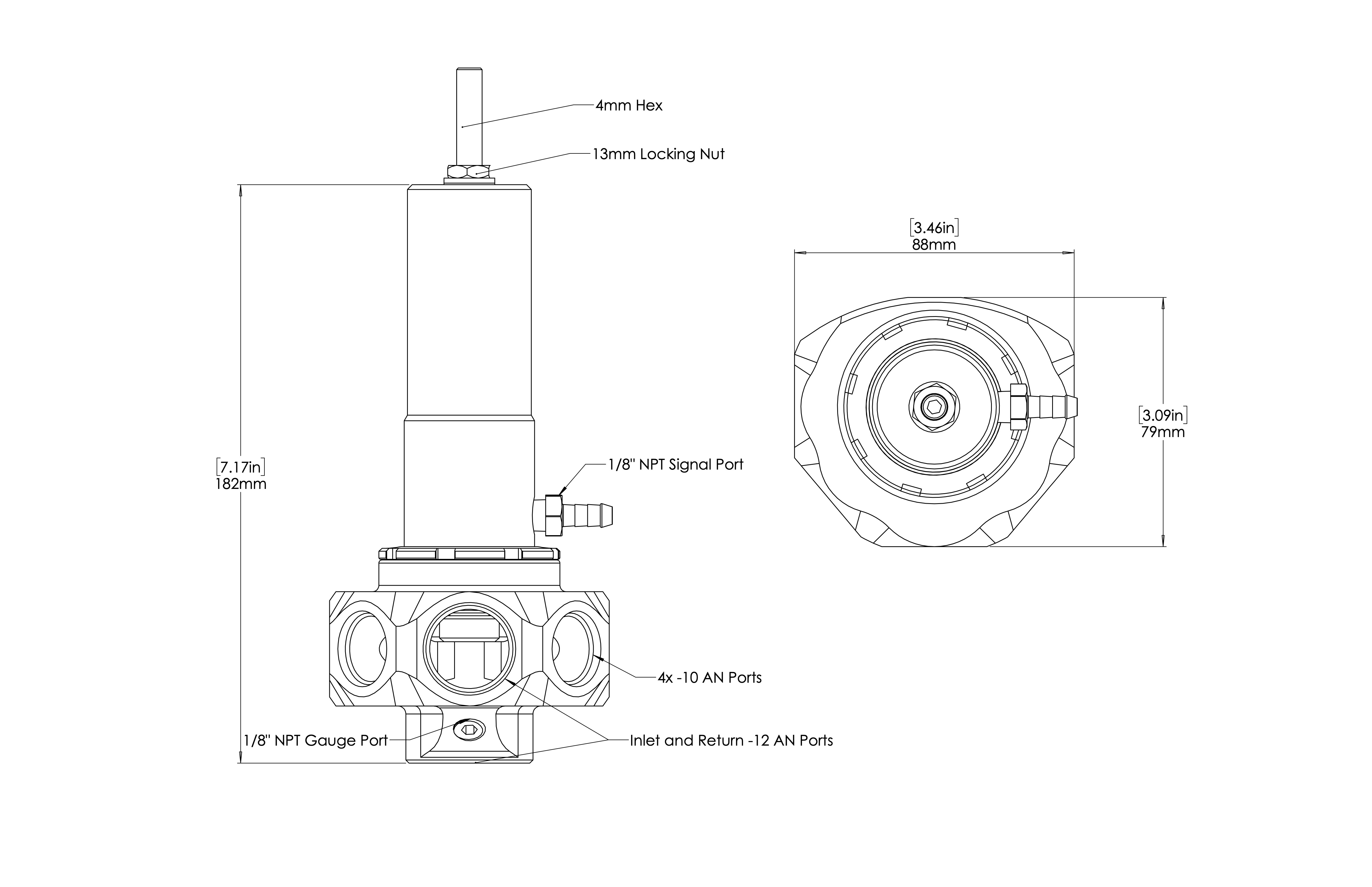 Turbosmart Brændstoftryksregulator AN12/AN10 M Pro Sort