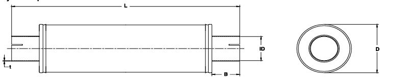 Lyddæmper Universal rustfri 3" / 76mm