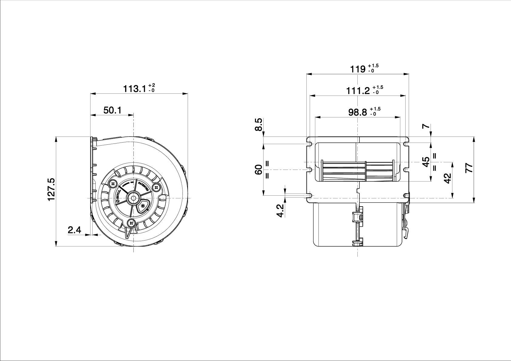 Radial ventilator SPAL 260 m³/h  