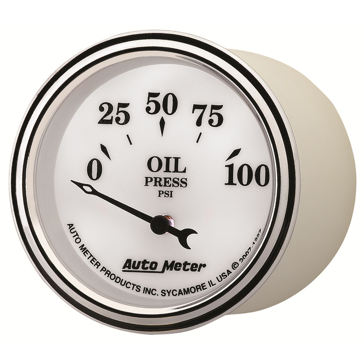 2-1/16" Oil Pressure, 0-100 Psi, Old-Tyme White Ii