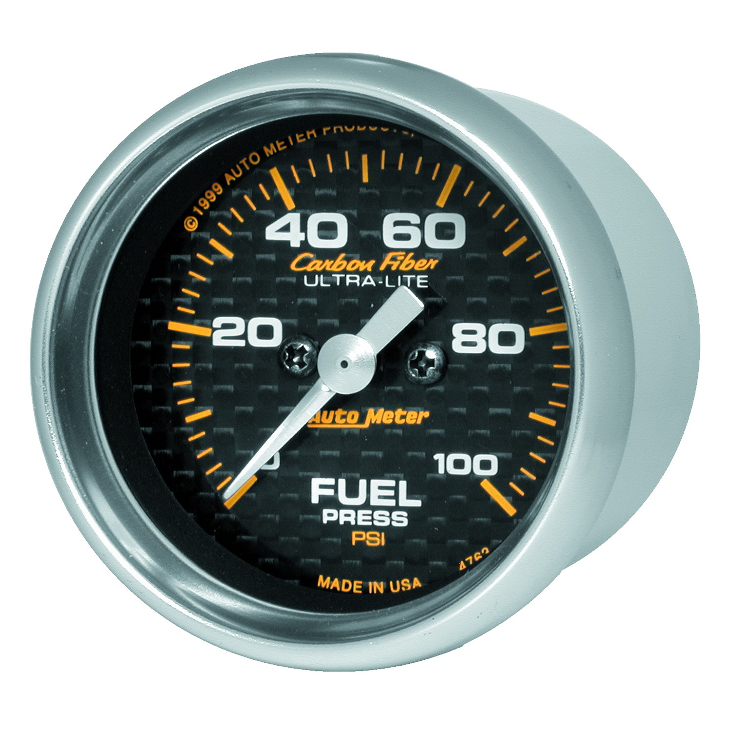2-1/16" Fuel Pressure, 0-100 Psi, Carbon Fiber