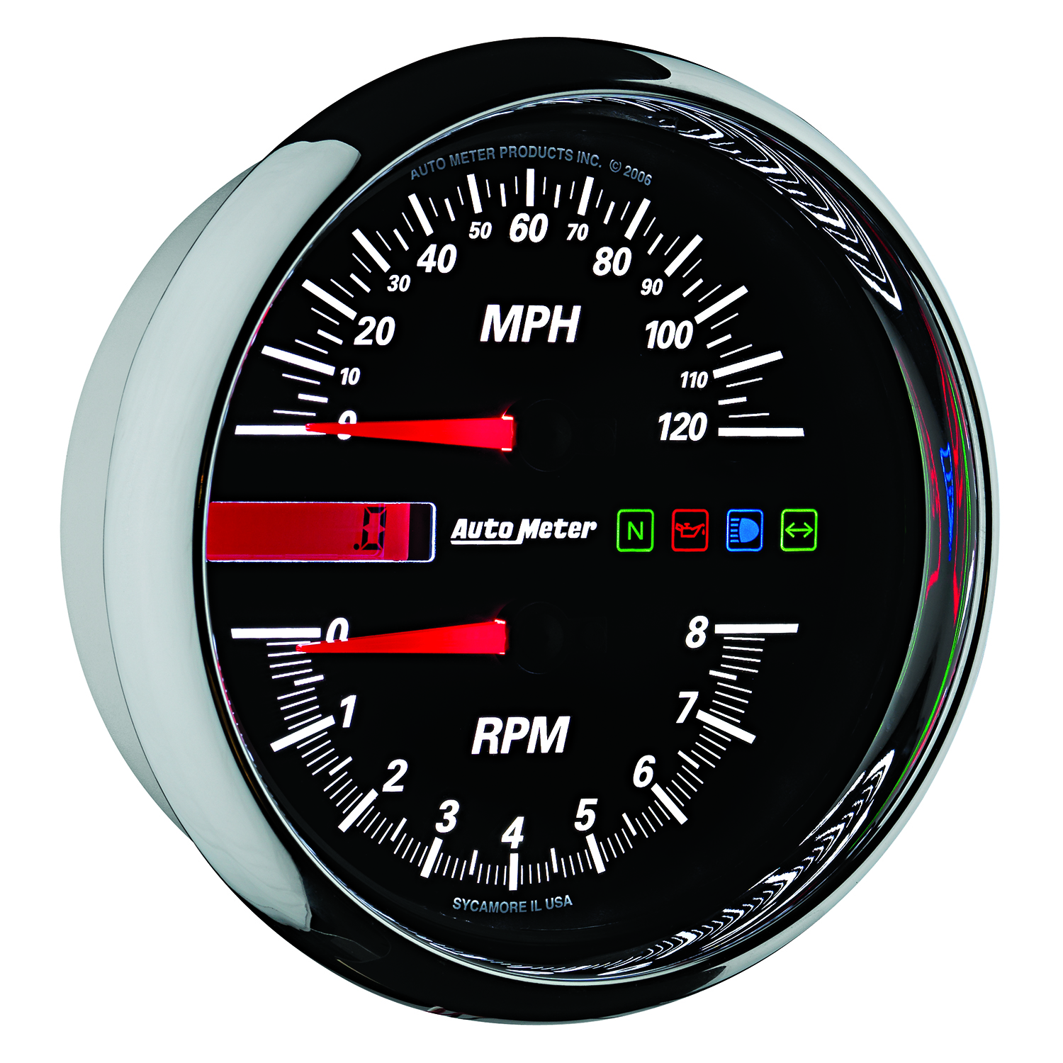 5" Direct Fit Tachometer/Speedometer Combo, 8k Rpm/120 Mph, Black, Pro-Cycle