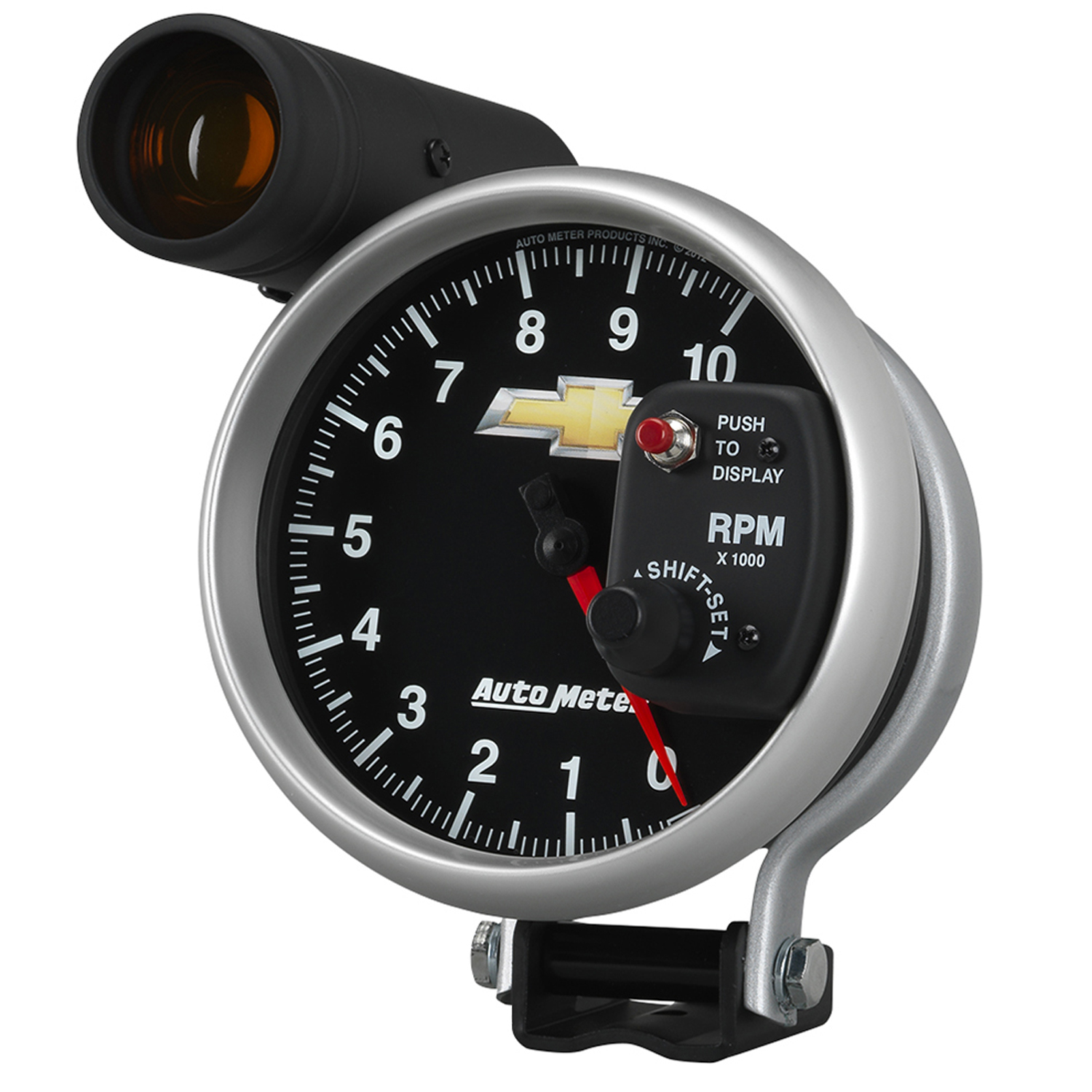 5" Tachometer, 0-10,000 Rpm, Pedestal W/ Ext. Shift-Lite, Chevy Gold Bowtie