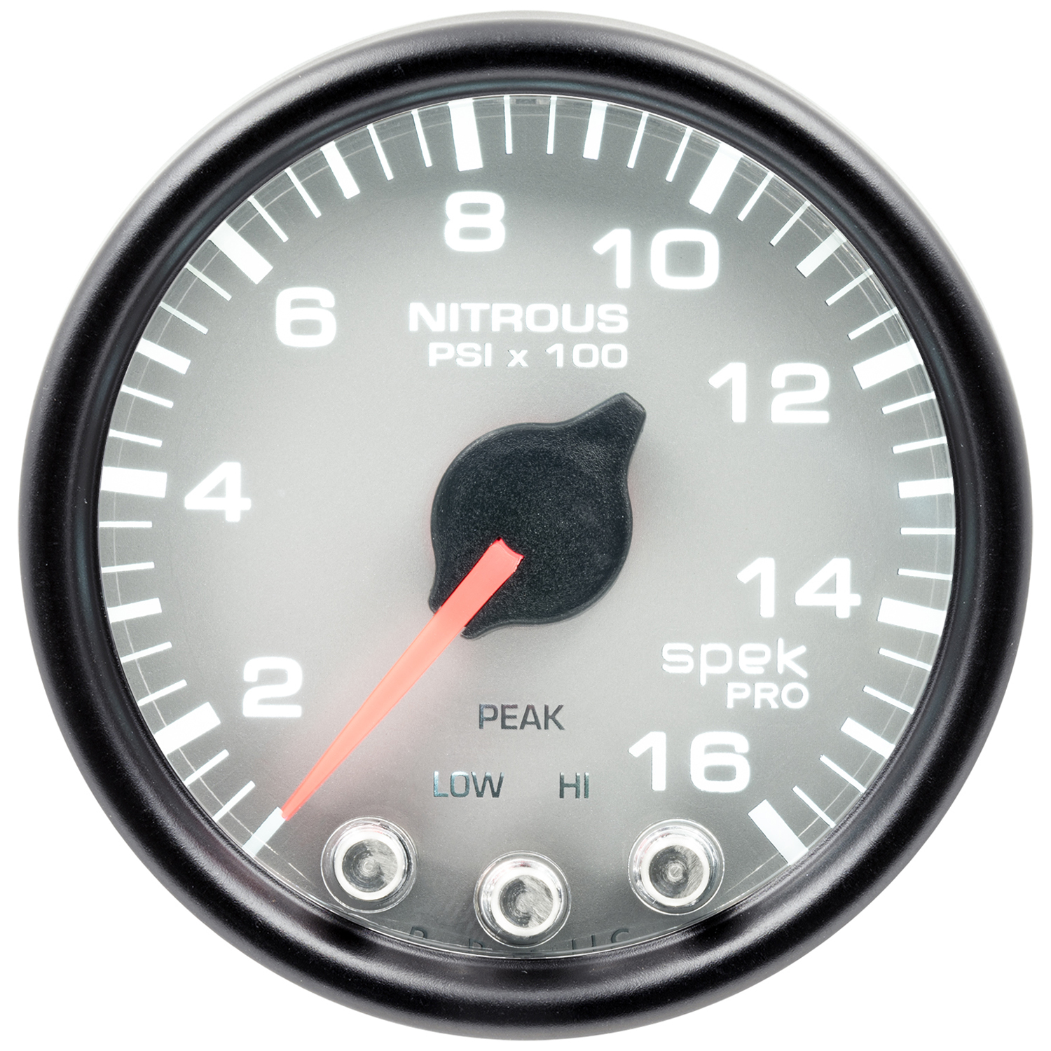2-1/16" Nitrous Pressure, 0-1600 Psi, Spek-Pro, Silver/Black
