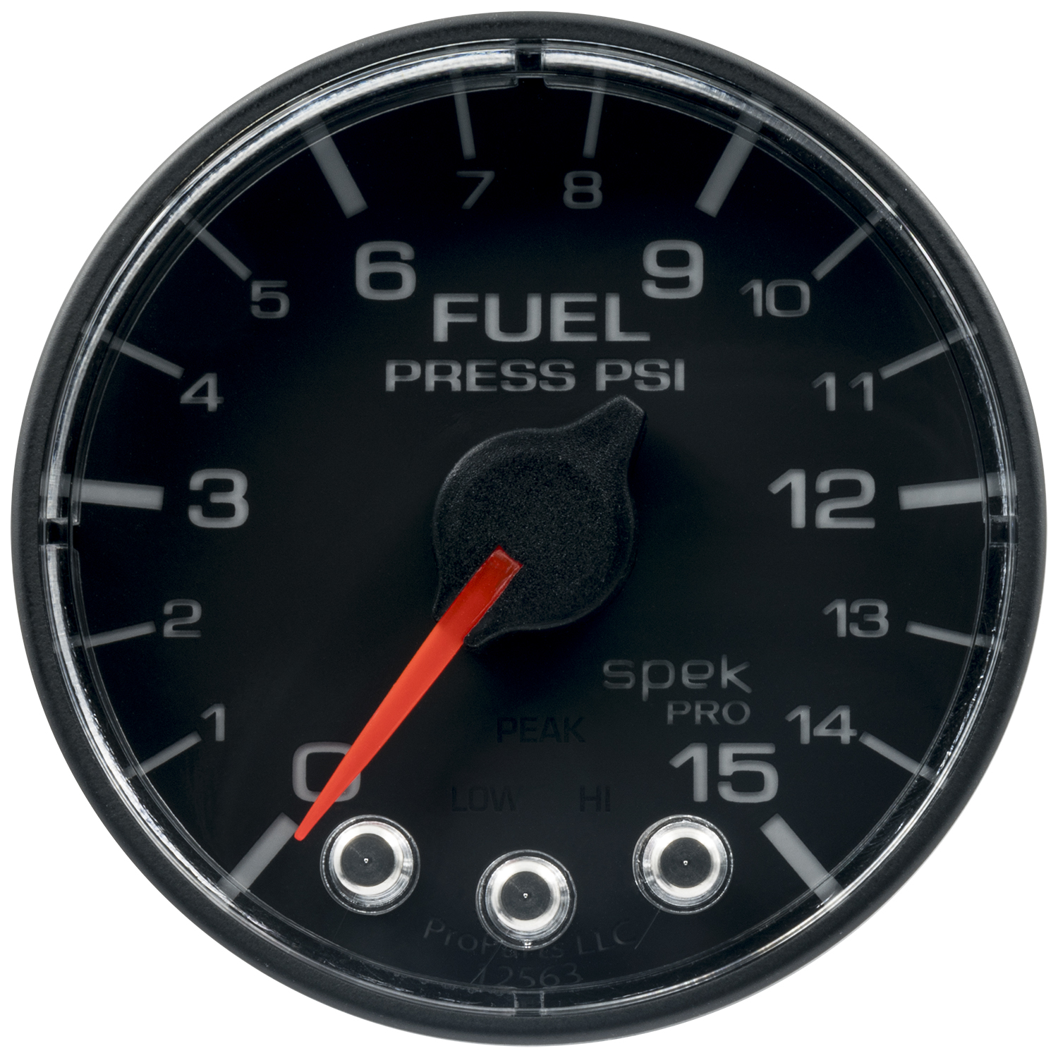 2-1/16" Fuel Pressure, 0-15 Psi, Spek-Pro, Black/Black, Ecu