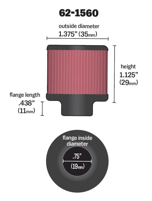 K&N Krumtaphusfilter 19mm (0,75")