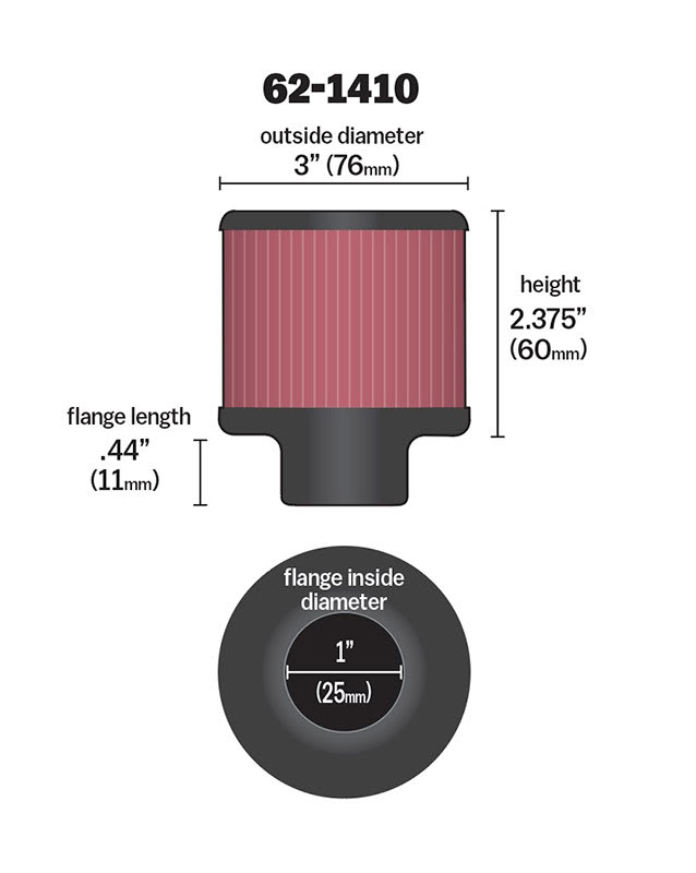 K&N Krumtaphusfilter 25mm (1")