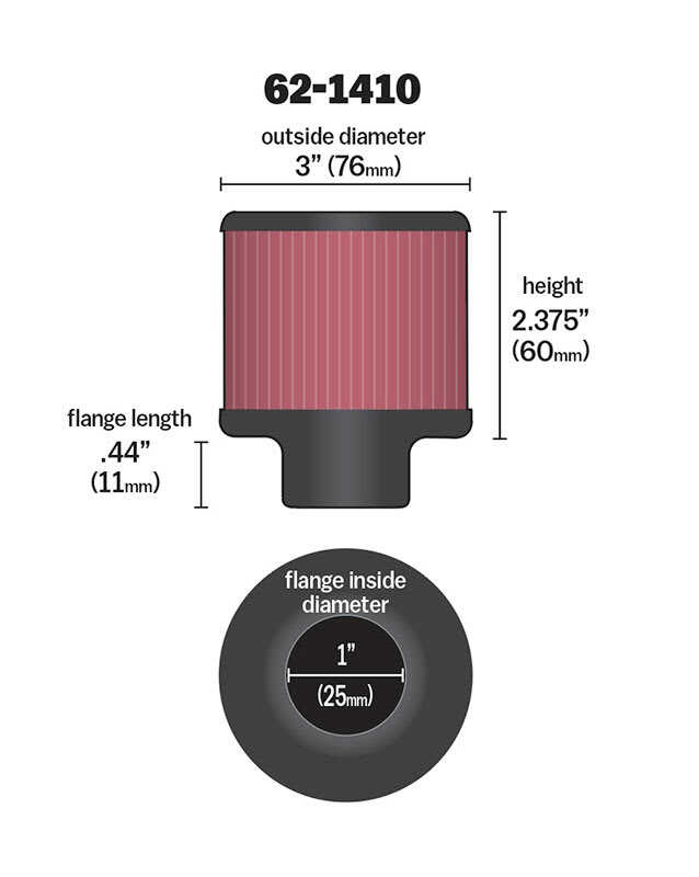 K&N Krumtaphusfilter 25mm (1")