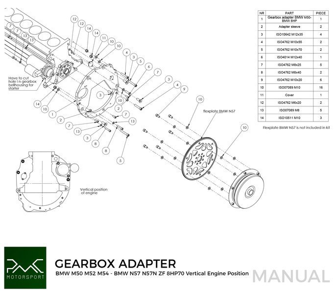 Adaperplatta gearkasse BMW M50 S50 M52 M54 / N57N N57