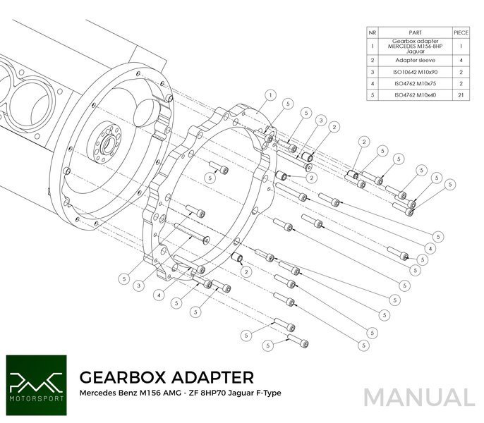 PMC adapterplade gearkasse Mercedes-Benz V8 M156 AMG
