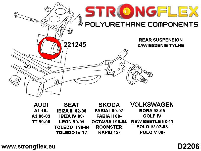Bag subframe bøsning 72mm