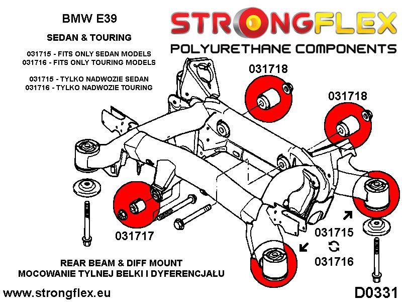Full Affjedring bøsningssats E39 Sedan SPORT