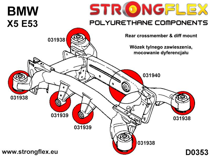 Bag subframe bøsningssats