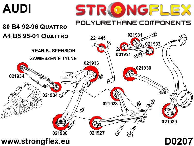 Bag subframe bøsningssats