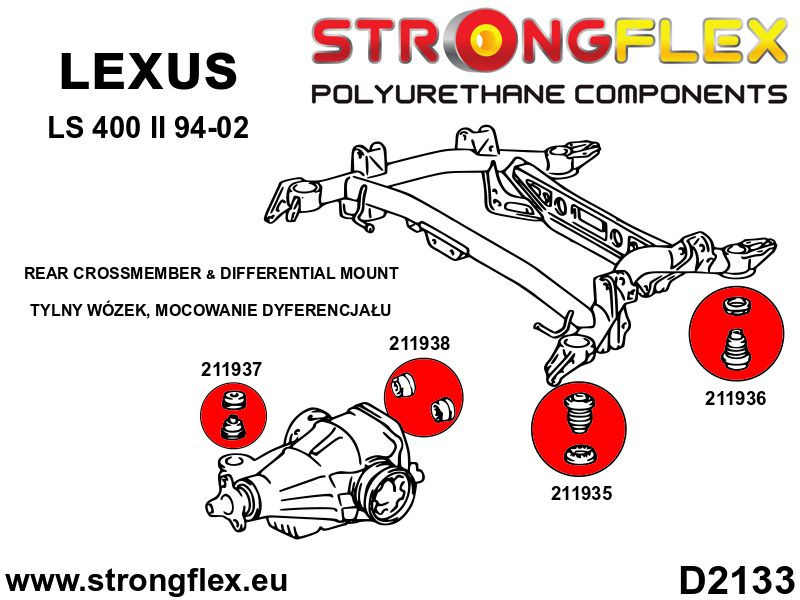 Bag subframe bøsningssats