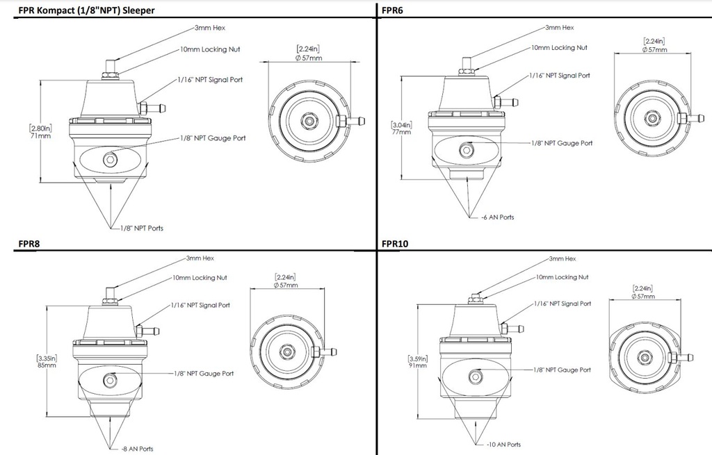 Turbosmart brændstoftrykregulator lavt tryk (karburator) -AN6