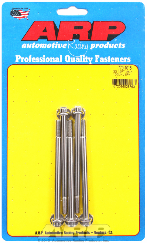 M6 x 1.00 x 100 12pt SS bolts (5pcs)