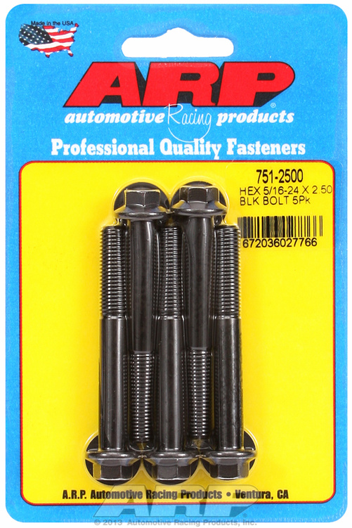 "5/16""-24 x 2.500 hex black oxide bolts" (5pcs)