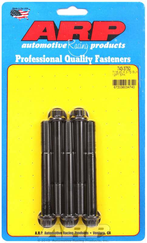 "7/16""-20 x 3.750 12pt black oxide bolts" (5pcs)