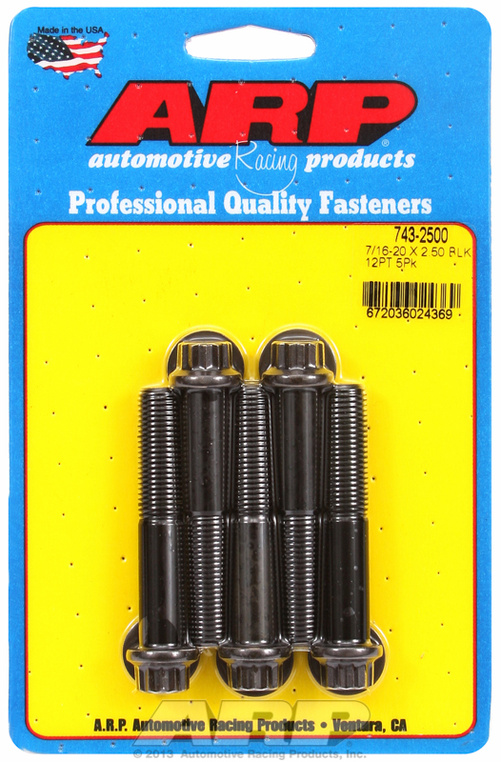 "7/16""-20 x 2.500 12pt black oxide bolts" (5pcs)
