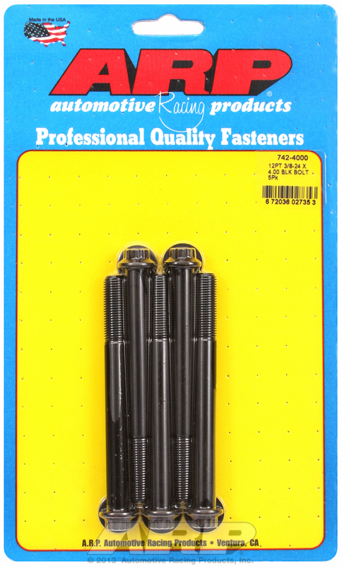 "3/8""-24 x 4.000 12pt black oxide bolts" (5pcs)