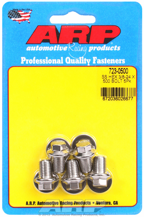 "3/8""-24 x  .500 hex SS bolts" (5pcs)