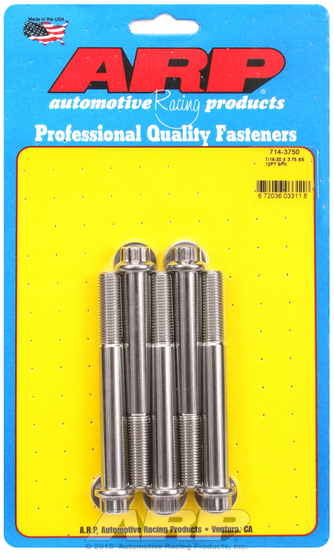 "7/16""-20 x 3.750 12pt SS bolts" (5pcs)