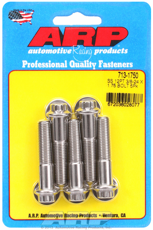 "3/8""-24 x 1.750 12pt SS bolts" (5pcs)