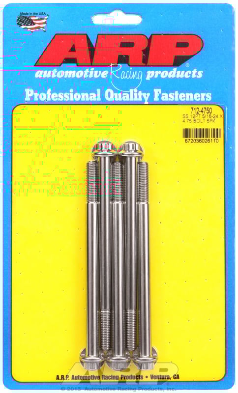 "5/16""-24 x 4.750 12pt SS bolts" (5pcs)