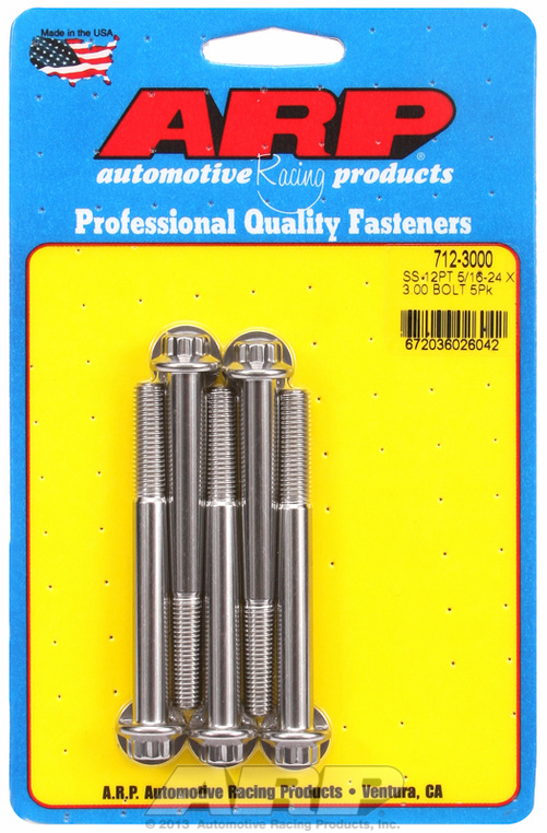 "5/16""-24 x 3.000 12pt SS bolts" (5pcs)