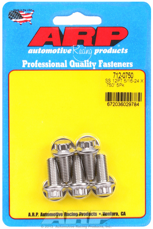 "5/16""-24 x  .750 12pt SS bolts" (5pcs)