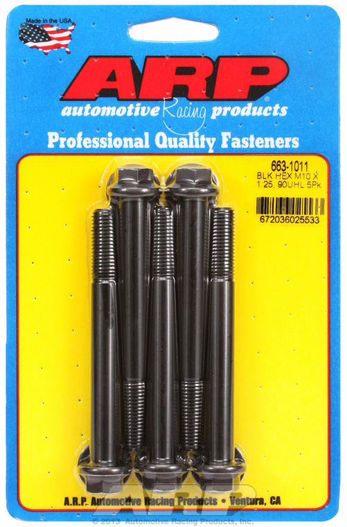 M10 x 1.25 x 90  hex black oxide bolts (5pcs)