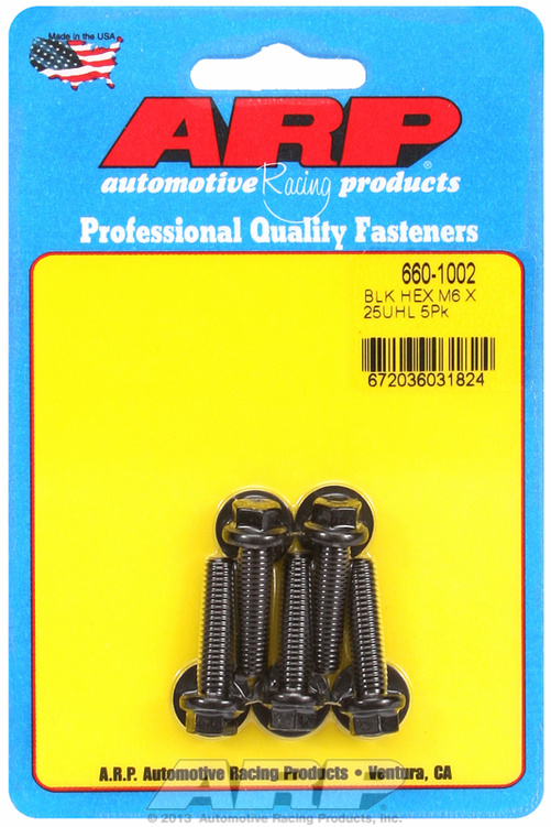 M6 x 1.00 x 25 hex black oxide bolts (5pcs)