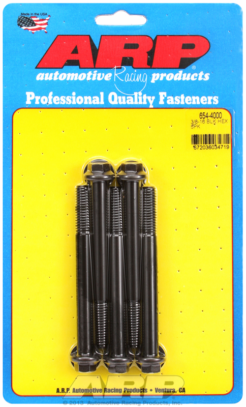 "3/8""-16 x 4.000 hex 7/16 wrenching black oxide bolts"(5pcs