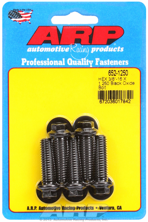 "3/8""-16 X 1.250 hex black oxide bolts" (5pcs)
