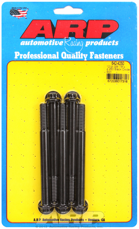 "3/8""-16 x 4.250 12pt black oxide bolts" (5pcs)