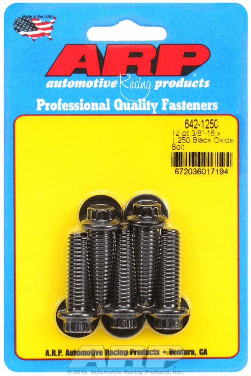 "3/8""-16 x 1.250 12pt black oxide bolts" (5pcs)