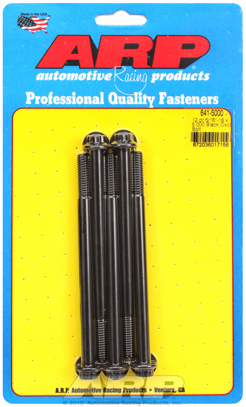 "5/16""-18 x 5.000 12pt black oxide bolts" (5pcs)
