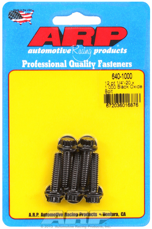 "1/4""-20 x 1.000 12pt black oxide bolts" (5pcs)