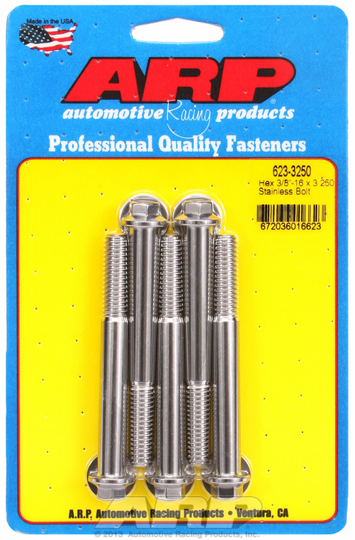 "3/8""-16 x 3.250 hex SS bolts" (5pcs)