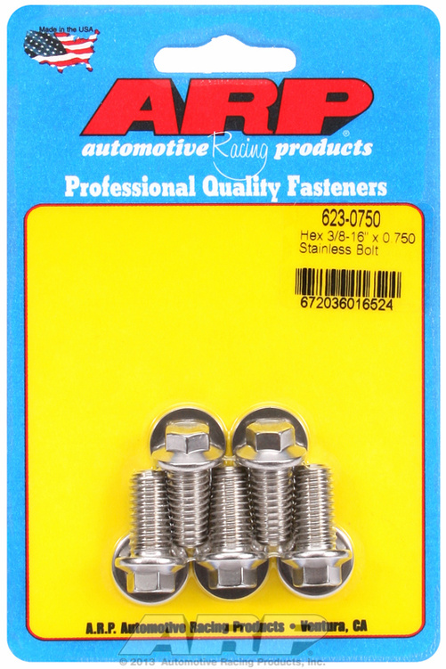 "3/8""-16 x 0.750 hex SS bolts" (5pcs)