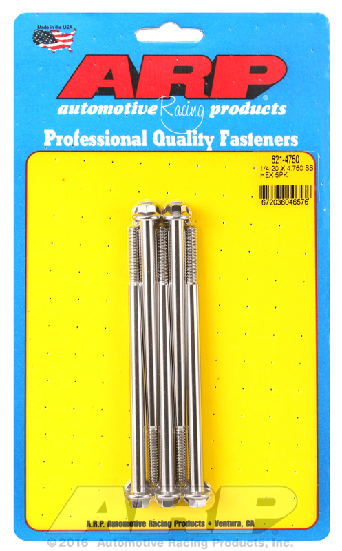 ARP 1/4-20 x 4.750 hex SS bolts