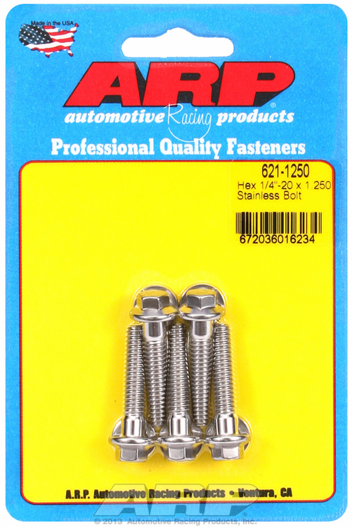 "1/4""-20 x 1.250 hex SS bolts" (5pcs)