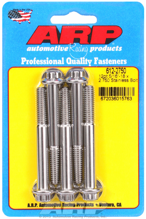 "5/16""-18 x 2.750 12pt SS bolts" (5pcs)