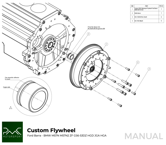 Adapter kit Ford Barra motor - BMW M57 gearkasse